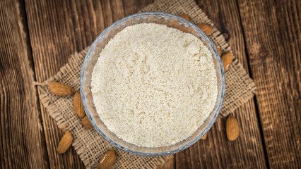 Ground Almonds (selective focus; detailed close-up shot)