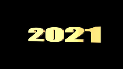 3d rendering of 3D 2021 wording with black background