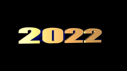 3d rendering of 3D 2022 wording with black background