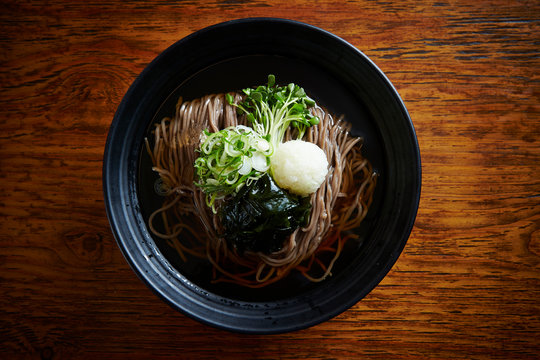 Korean cold soba noodle soup