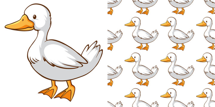 Seamless background design with cute duck