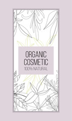 Herbal cosmetics vector card template. Modern illustration for design and web.