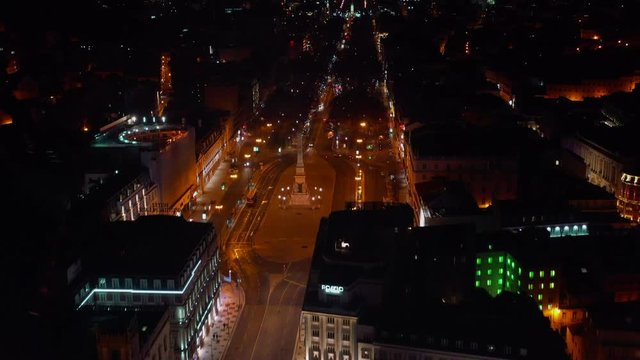 Lisbon, Portugal - 15/01/20: Aerial view of Lisbon - Christmas Lights at night