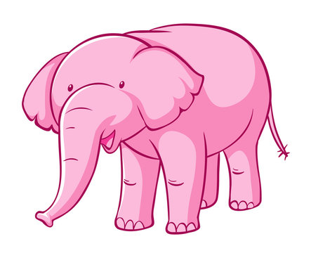 Pink elephant on white background