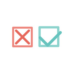 Checkmark and cross flat vector icons