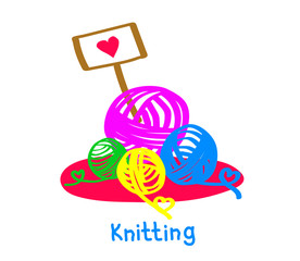 Yarn for knitting on a white background. Vector illustration.