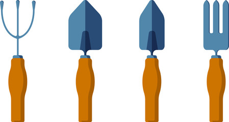 Home gardening tools flat vector illustration isolated on white background