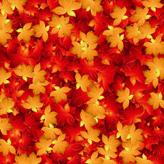 Naklejka na ściany i meble Seamless background design with red and yellow leaves