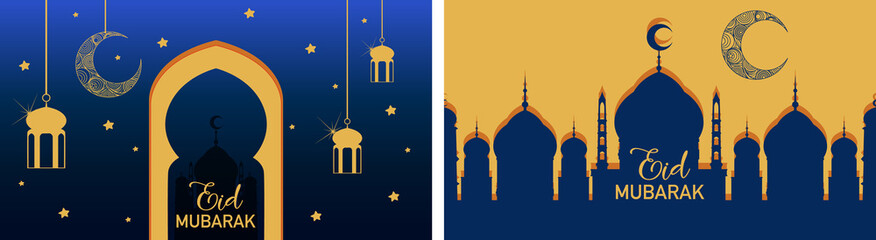 Background design for Muslim festival Eid Mubarak