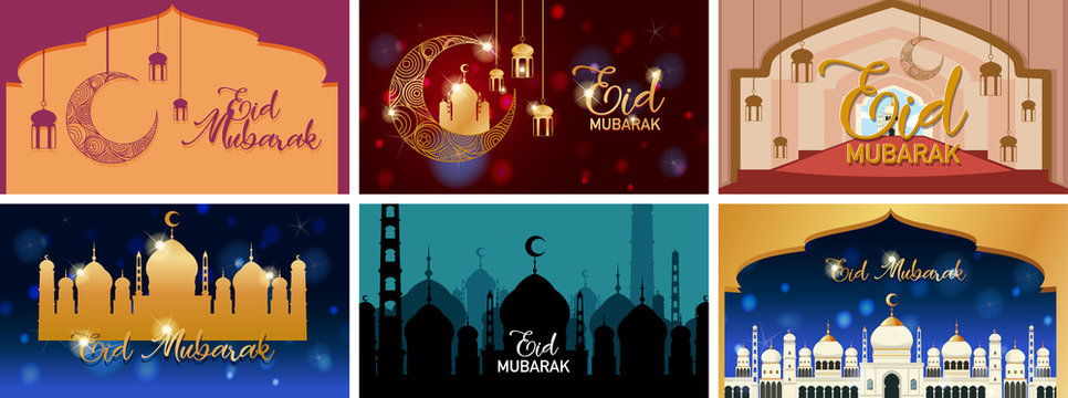 Background designs for Muslim festival Eid Mubarak