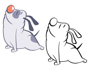 Vector Illustration of a Cute Cartoon Character Hunting Dog for you Design and Computer Game. Coloring Book Outline