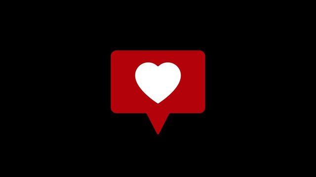 Animated Social Media Red Heart Icon With Alpha Channel In 4k