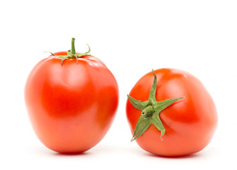 Red fresh tomatoes on a white background