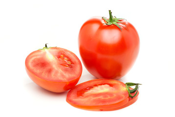 Red fresh tomatoes on a white background
