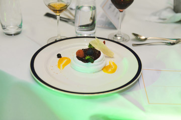 plate with fruit dessert