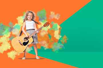 girl with a guitar on the stage