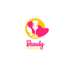 beauty podcast logo concept. symbol and icon of podcast