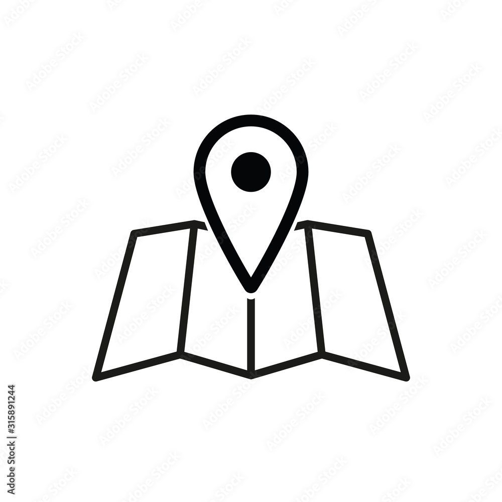 Poster map pointer - vector icon, line design