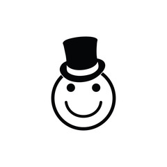 smile icon/ Happy face/ line style icon/ black vector symbol of smile. smile icon with hat. logo for company