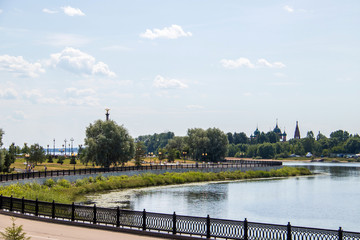 Bright summer day in the Strelka of Yaroslavl