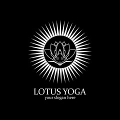 Fototapeta premium yoga logo design stock. human meditation in lotus flower vector illustration