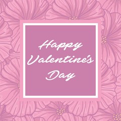 Valentine's day frame. Flowers. Ideal for paper, gift and textile products. Design greeting card and invitation to the wedding, birthday, Valentine's Day, Mother's Day, holiday.