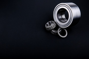 bearings on a black background close up with copy space