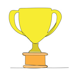 isolated, continuous line drawing, sketch winner cup