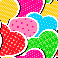 Vector seamless pattern of bright hearts. Perfect for greeting cards, wallpapers, gift paper, cobweb, textile, background