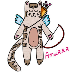 Vector illustration for Valentine's Day. Lovely cats in love. Ideal for gift and paper products.