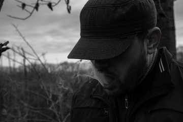 Fototapeta premium man in noir hat