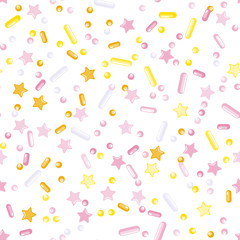 Sprinkle Cupcake Donut Topping. Seamless Pattern 