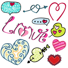 Vector illustration of hearts. Elements for Valentine's Day. Ideal for gift and paper products.