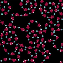 Vector seamless illustration with garlands of hearts. Ideal for paper, gift and textile products
