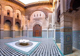 Al-Attarine Madrasa in Fes, Morocco: Old, traditional koran school