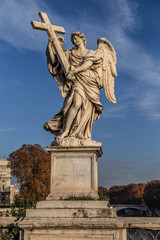 Obraz premium Saint Angelo Bridge statues in Rome, Italy