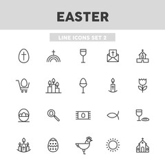 Easter simple set line icons. Vector illustration symbol elements for web design..