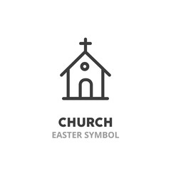 Church simple  line icon. Easter holiday symbol. Vector illustration symbol elements for web design.