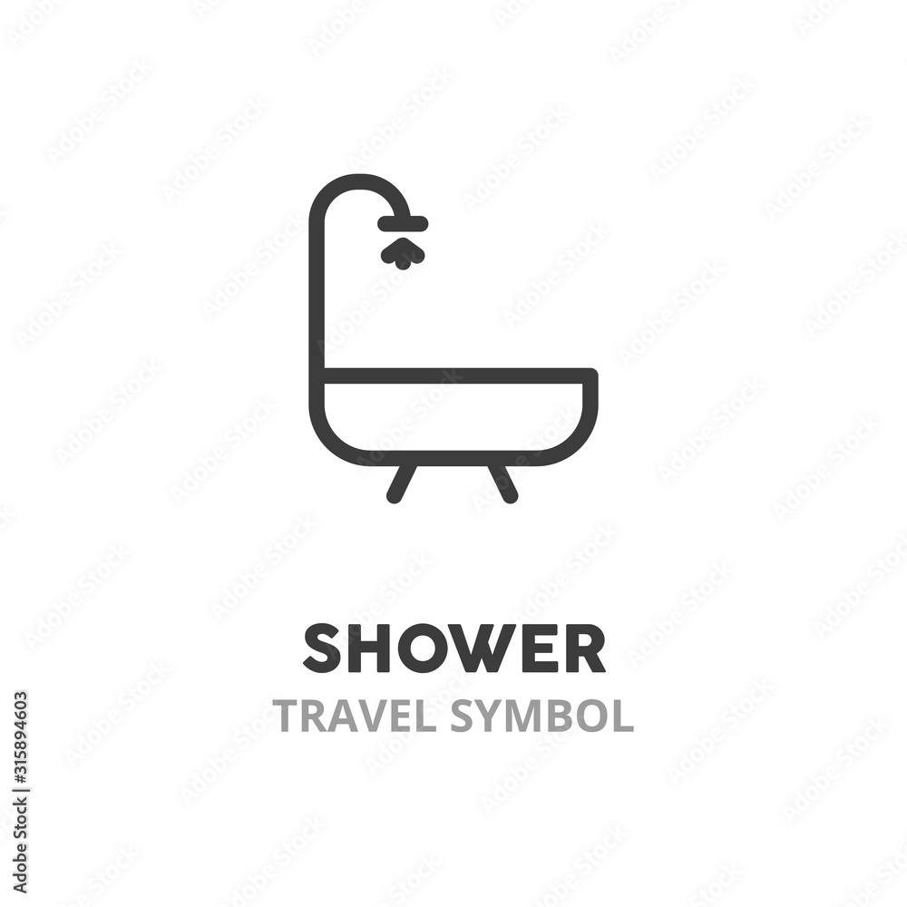 Poster shower symbol line icon. concept of travel and rest vector illustration symbol elements for web desi