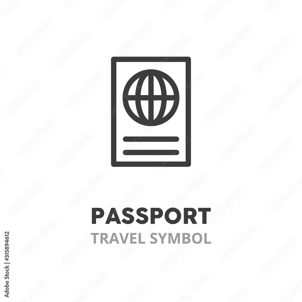 Poster passport symbol line icon. concept of travel and rest vector illustration symbol elements for web de