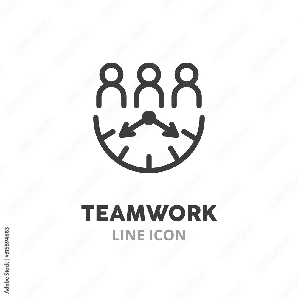 Poster teamwork symbol line icon. concept of cooperating, working in team. vector illustration symbol eleme