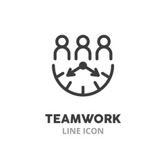 Teamwork symbol line icon. Concept of cooperating, working in team. Vector illustration symbol elements for web design.