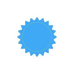 Blue flat vector badge,sticker illustration isolated on a white background.Vector starburst, sunburst badge.
