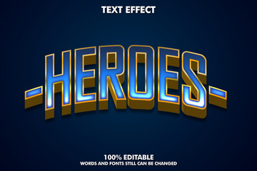 HEROES, cinematic 3D text effect with luxury gradient