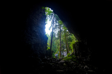 A cave in Golubinjak Reserve in Gorski kotar region, Croatia