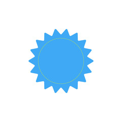 Blue flat vector badge,sticker illustration isolated on a white background.Vector starburst, sunburst badge.