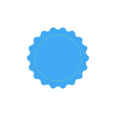 Blue flat vector badge,sticker illustration isolated on a white background.Vector starburst, sunburst badge.
