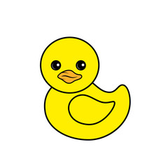 Rubber duck toy. Vector illustration on a white background. Flat design style.