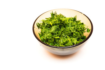 dill in a black bowl