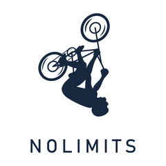 Acrobatic cyclist jumping logo template